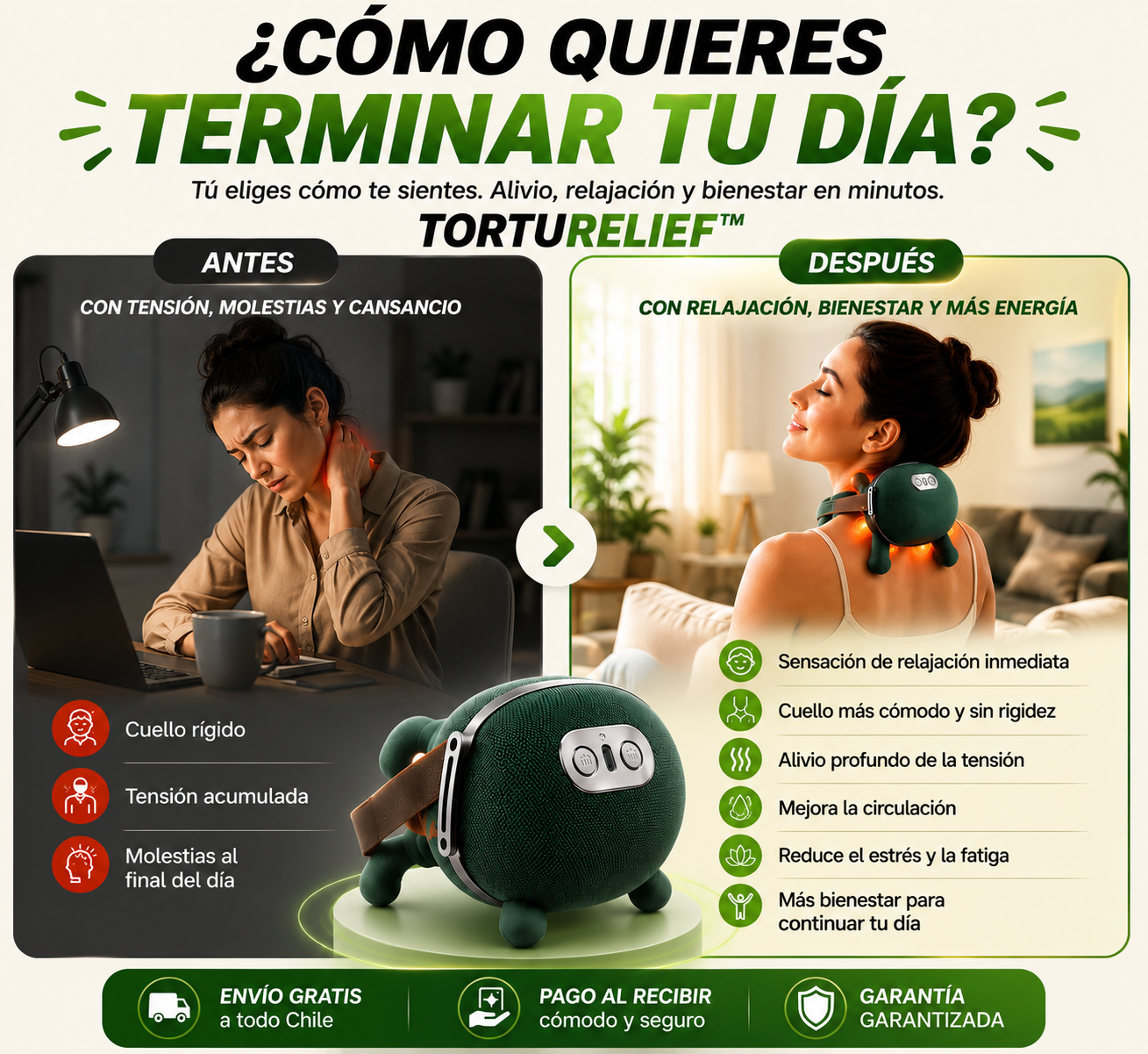 TortuRelief™ | Masajeador Inteligente para Cuello y Espalda