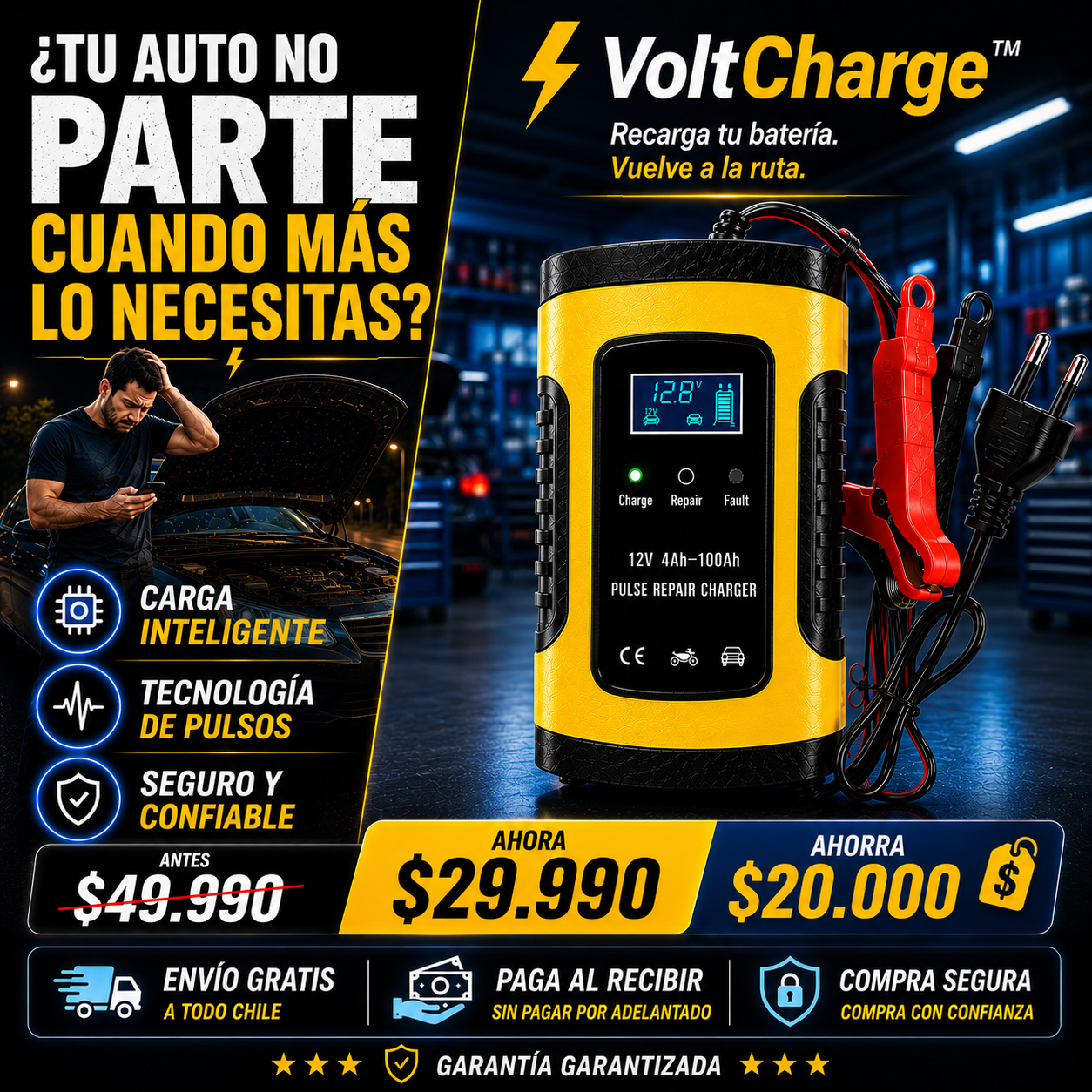 VoltCharge™ -Tu batería lista cuando más la necesitas.