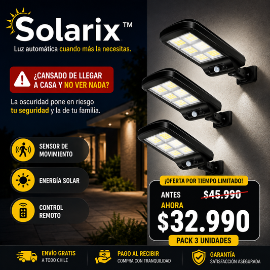 Solarix™-Pack de 3 Focos Led Para Exterior con Paneles solares.