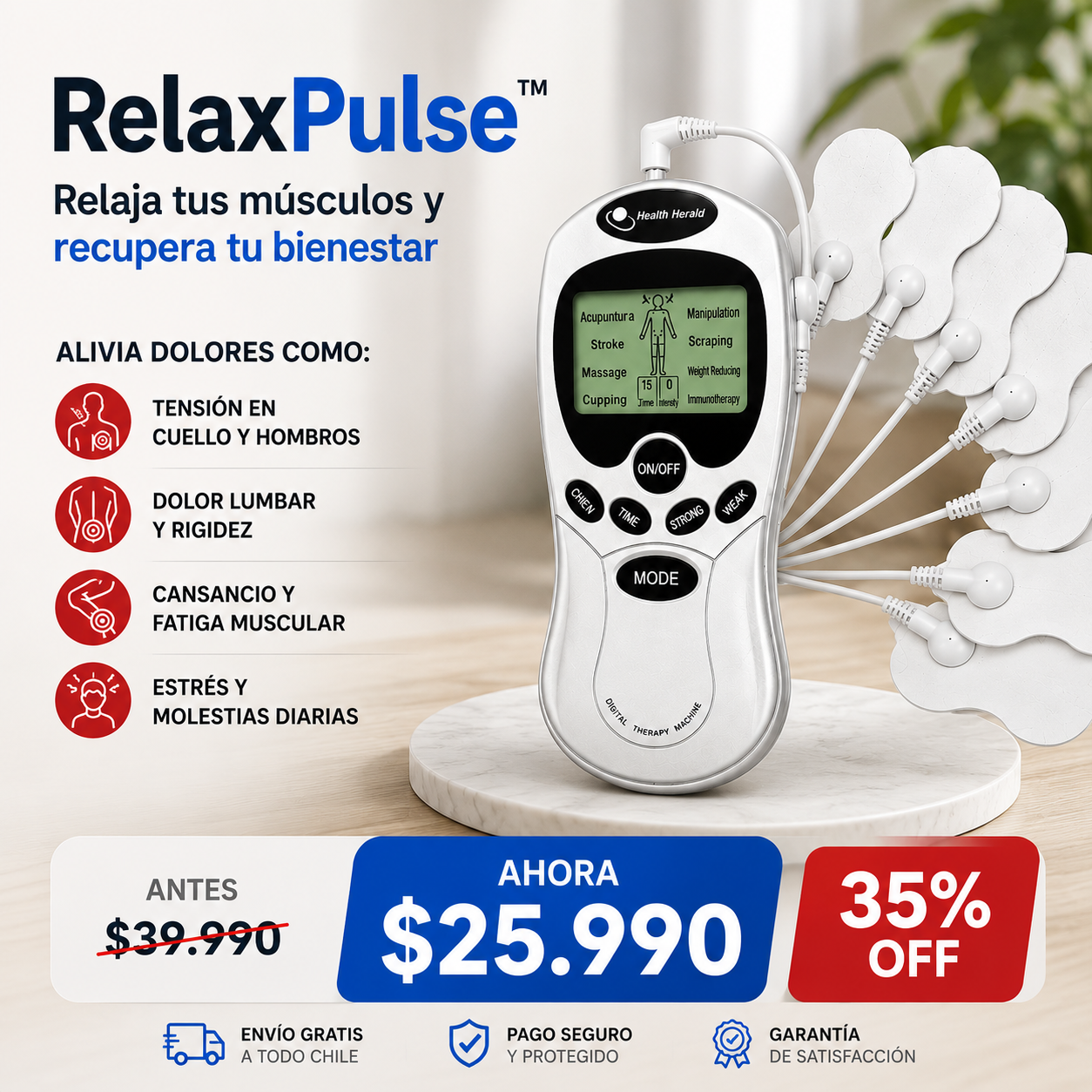 RelaxPulse™  Relaja tus músculos y recupera tu bienestar