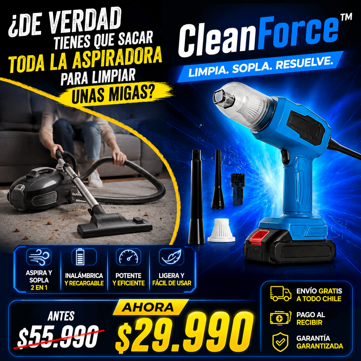 CleanForce™ — Limpia. Sopla. Resuelve.