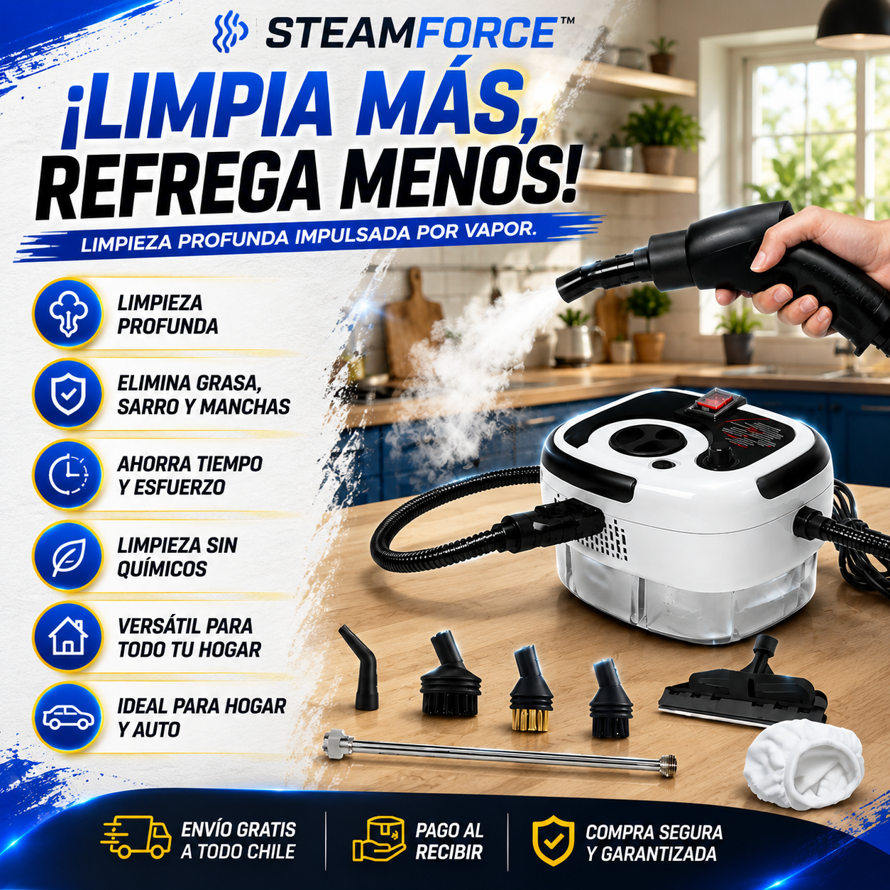 STEAMFORCE™- Limpieza profunda impulsada por vapor