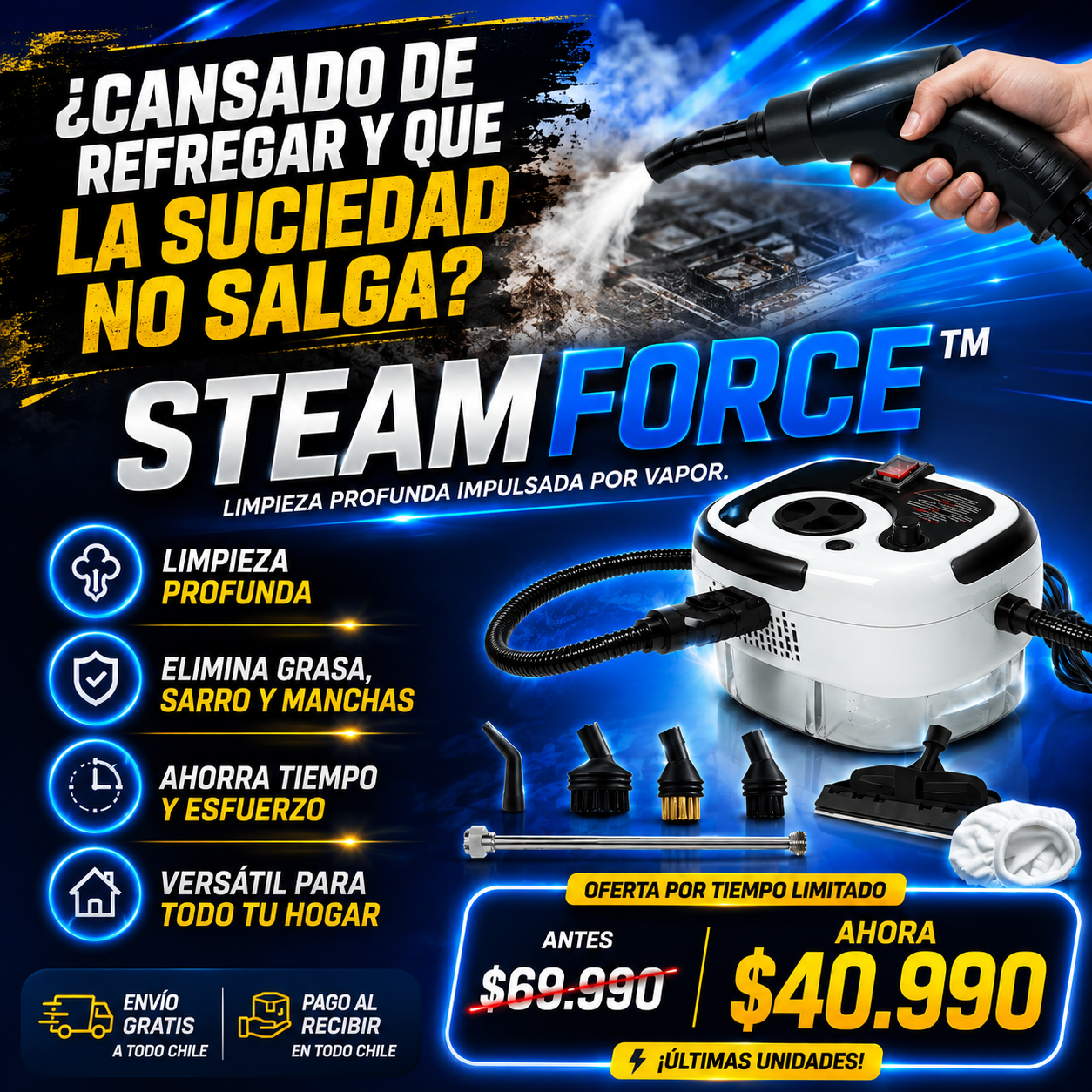 STEAMFORCE™- Limpieza profunda impulsada por vapor