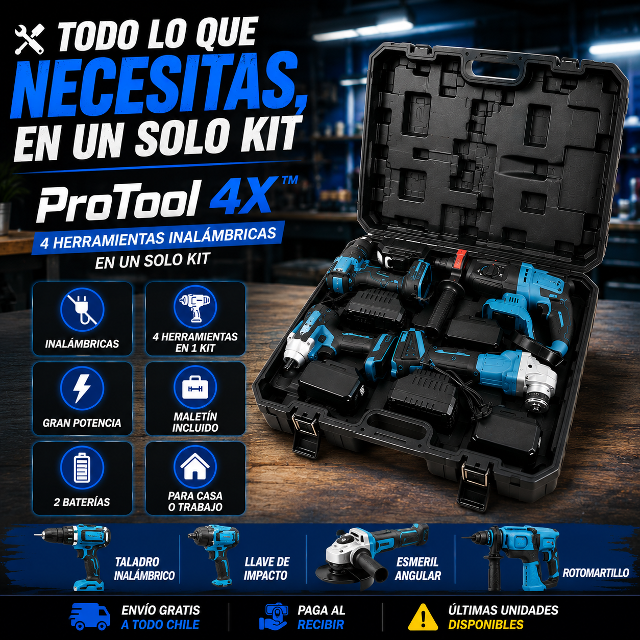 ProTool 4X™  -Kit de 4 Herramientas Inalámbricas